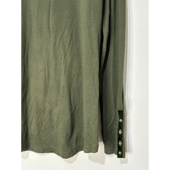 Aratta Green Floral Long Sleeve Top Size Sm/Med NWOT Embroidery Velvet Accents - Picture 12 of 12